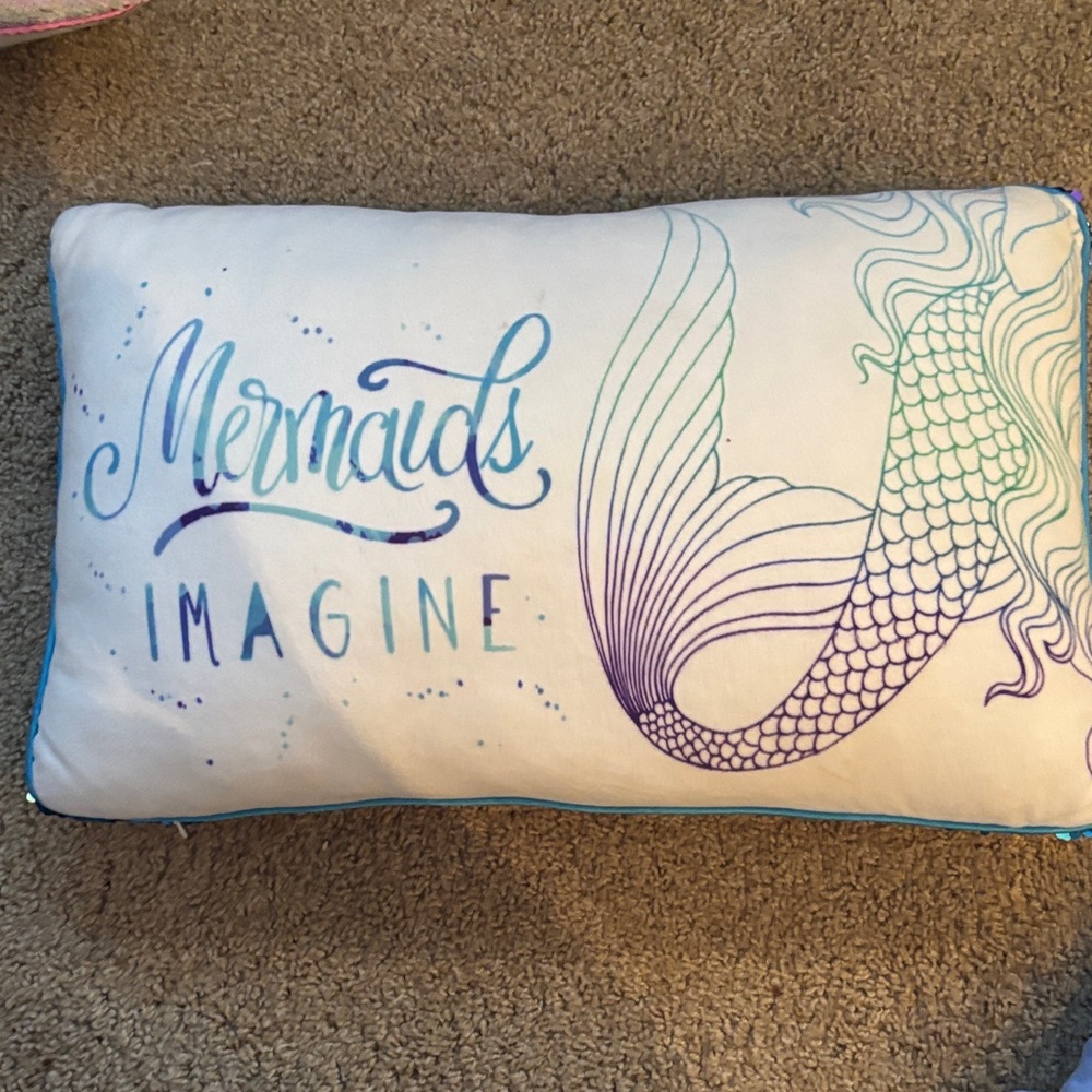 Mermaid Imagine Throw Pillow - White and Purple